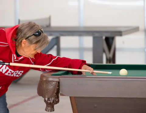 Billiards table in the clubhouse game room at Lake Hudson Resort