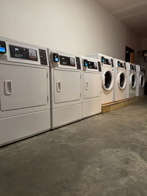 Washers and dryers in the Lake Hudson Resort laundry room