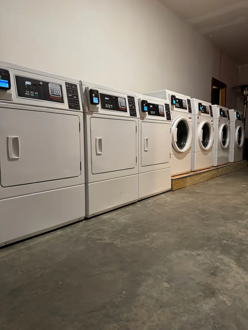 Washers and dryers in the Lake Hudson Resort laundry room